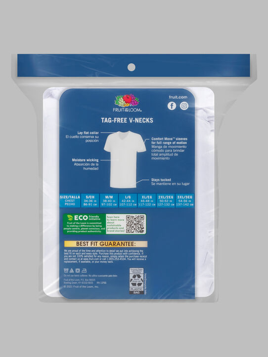 Men's Classic Fit V-Neck T-Shirt, Extended Sizes White 6 Pack White