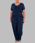 Women's Plus Fit for Me® Soft & Breathable V-Neck Pajama,  2 Piece Pajama Set MIDNIGHT BLUE