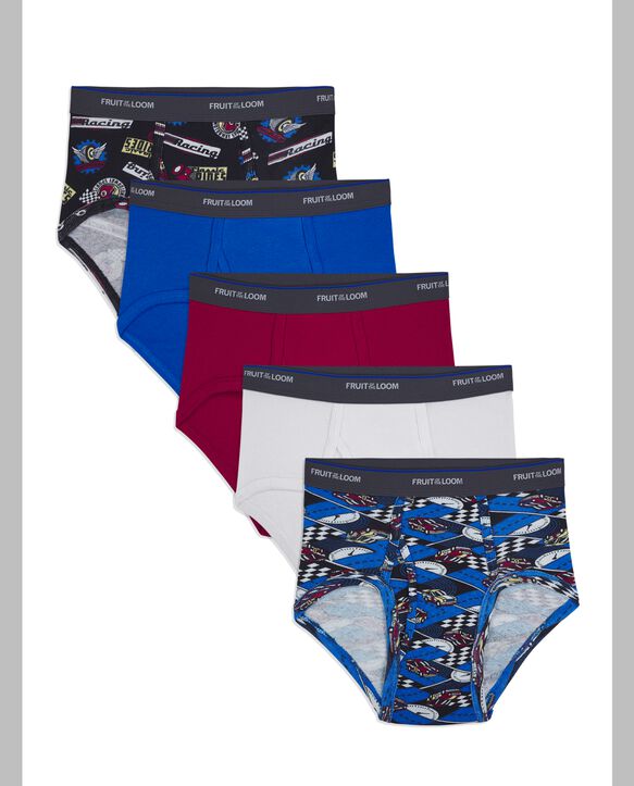Boys' Print and Solid Fashion Briefs, 5 Pack ASSORTED