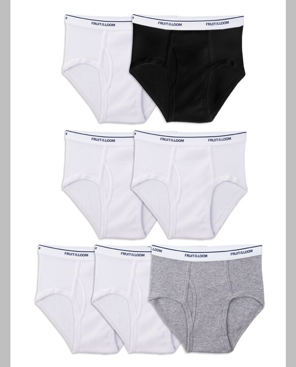 Boys' Wardrobe Briefs, Assorted 7 Pack Whites/Grey/Black