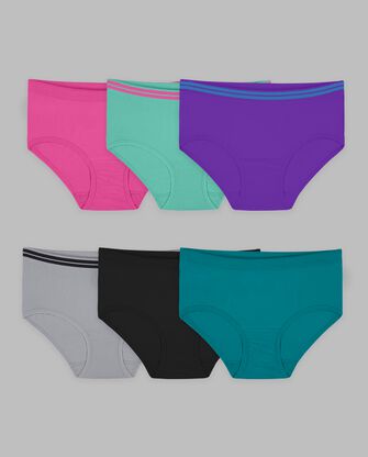 Girls' Seamless Brief Underwear, Assorted 6 Pack 