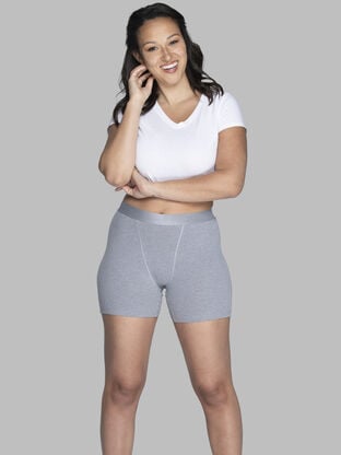 Women's 360 Stretch Comfort Cotton Boxer Brief Underwear, 4 Pack 
