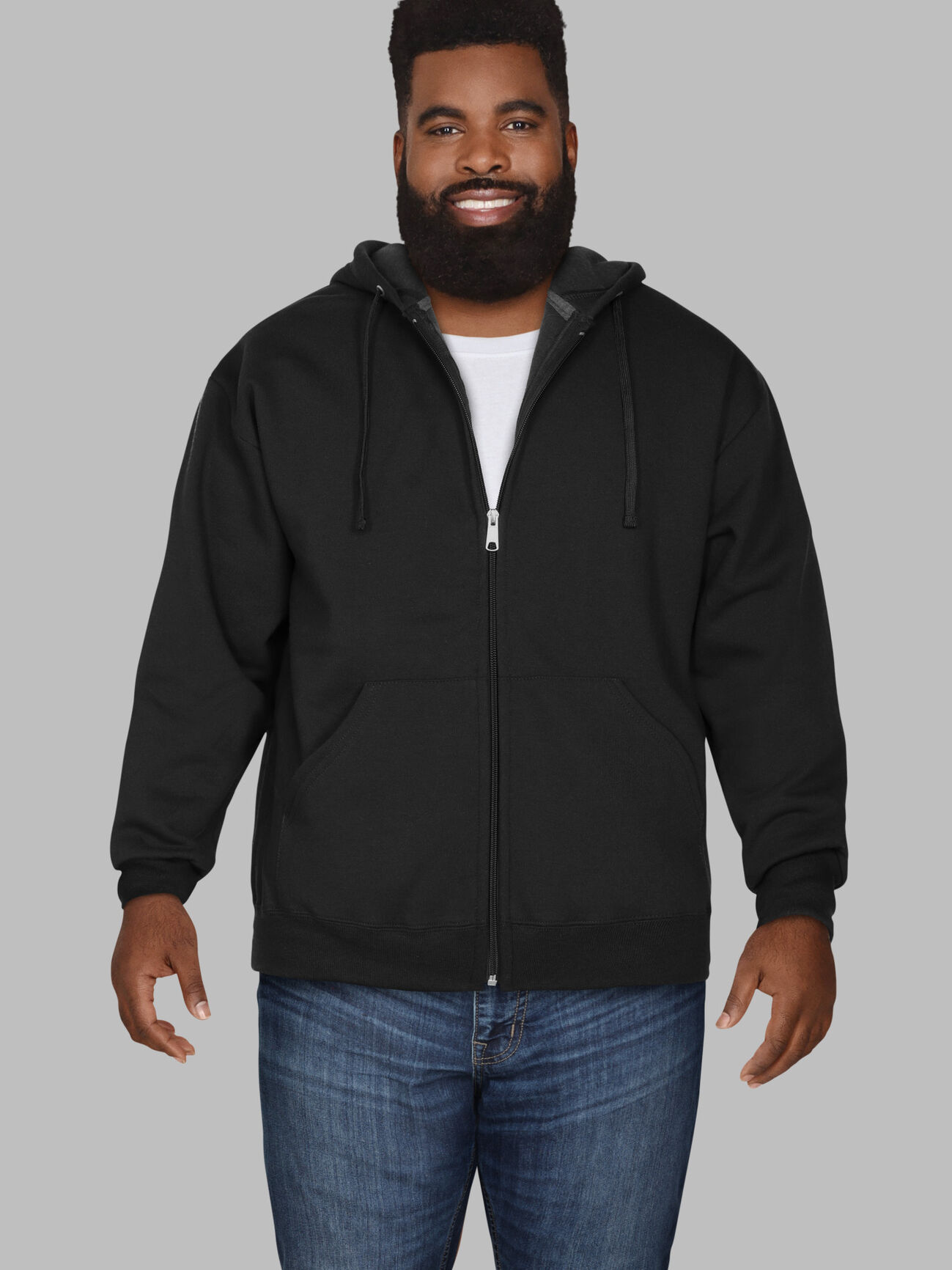 Big Men's Eversoft®  Fleece Full Zip Hoodie Sweatshirt Rich Black