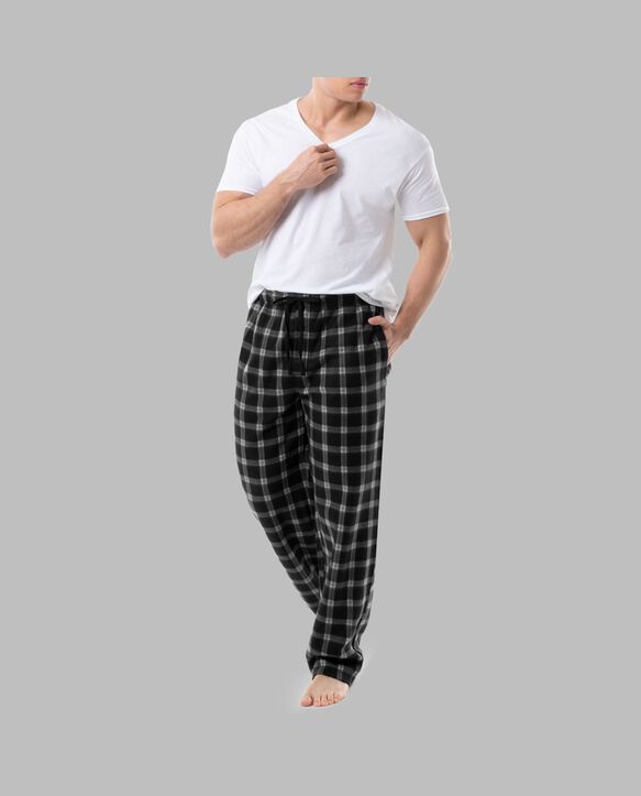 Fruit of the Loom Men's Fleece Sleep Pant, 2 Pack BLACK/BLACK