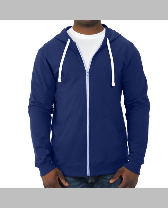Men's Soft Jersey Full Zip Hooded Sweatshirt Admiral Blue
