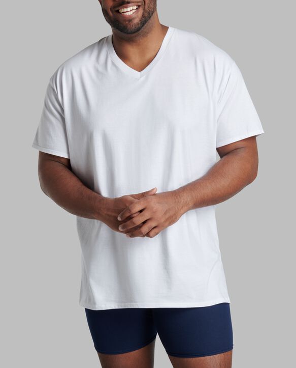 Tall Men's Short Sleeve V- neck T-Shirt, White 3 Pack White