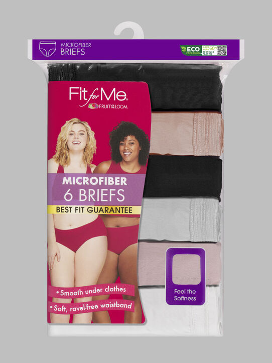 Women's Plus Fit for Me® Microfiber Brief Panty, Assorted 6 Pack Assorted