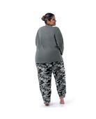 Women's Plus Sleep Top & Fleece Bottom Set GREY HEATHER/BLACK CAMO