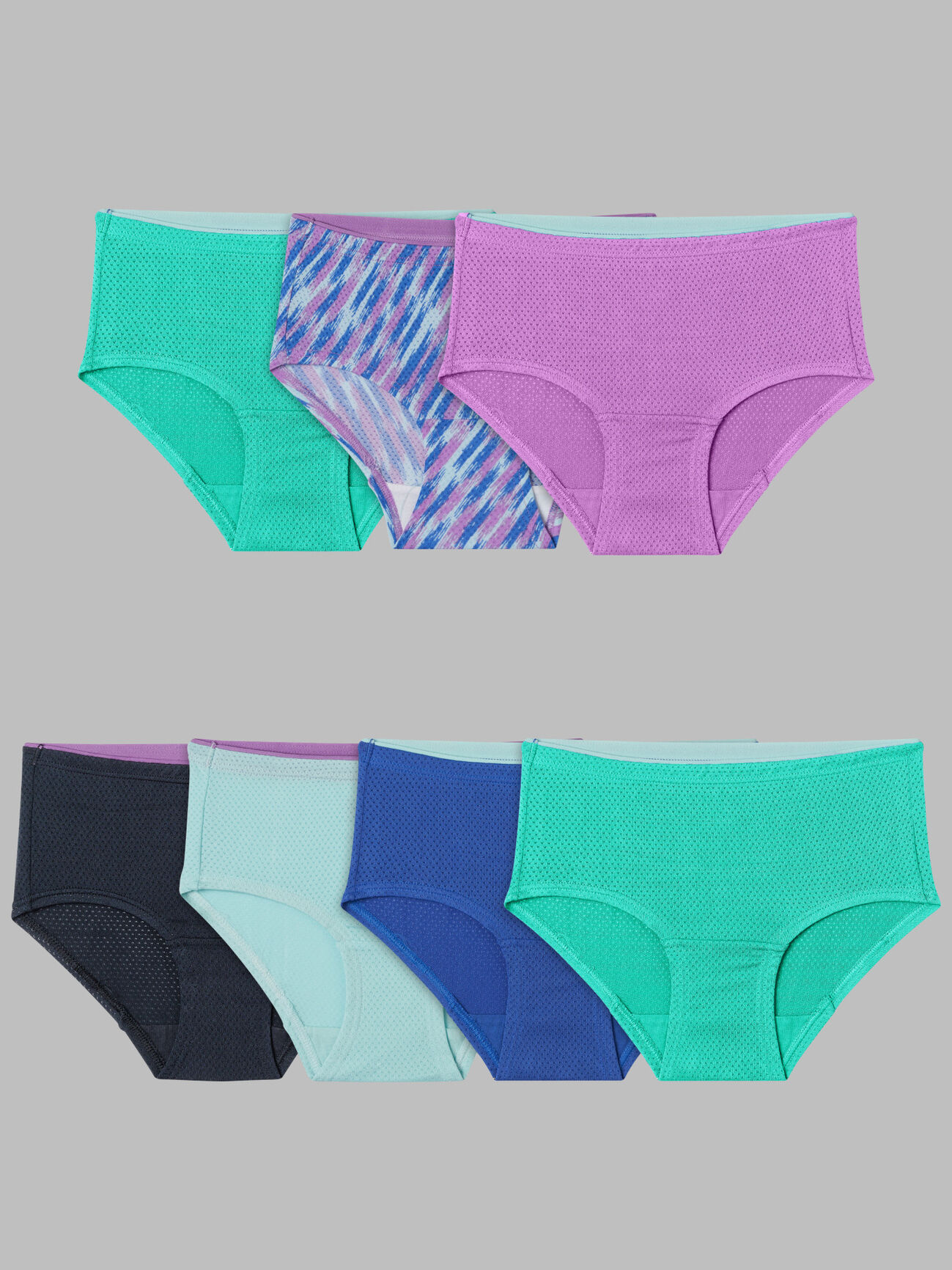 Girl's Breathable Micro-Mesh Brief Underwear, Assorted 6+1 Bonus Pack Assorted 1