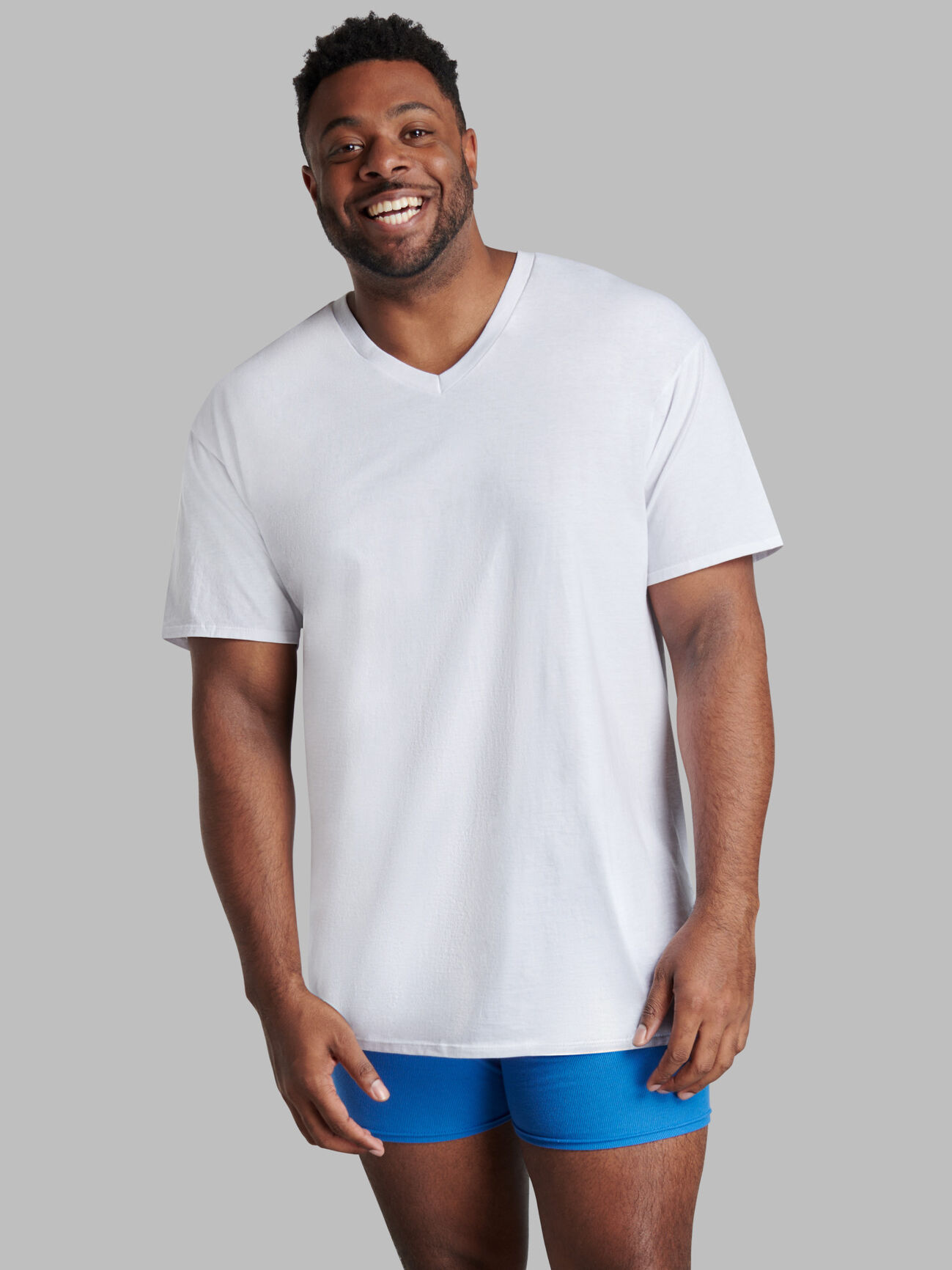 Tall Men's Classic White V-Neck T-Shirts, 6 Pack