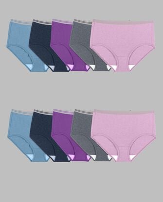 Women's Plus Fit for Me® Heather Brief Panty, Assorted 10 Pack 
