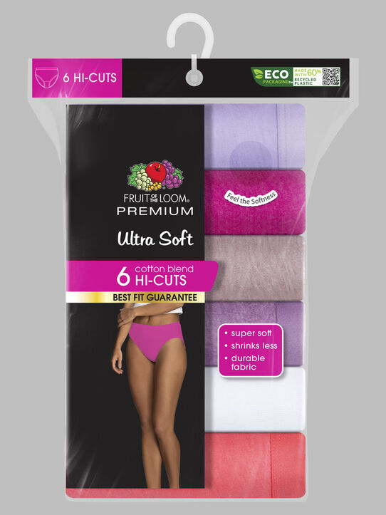 Women's Premium Ultra Soft Hi-Cut Panty, Assorted 6 Pack ASSORTED