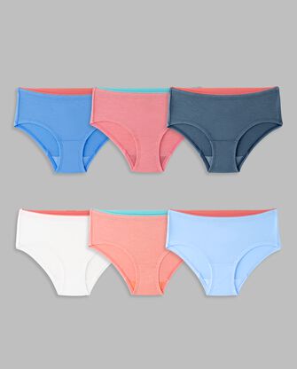 Girls' True Comfort 360 Stretch Hipster Underwear, Assorted 6 Pack Assorted