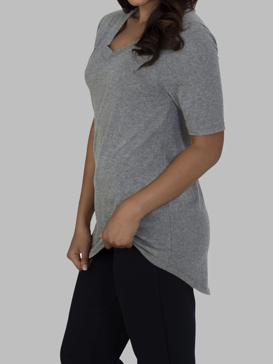 Women's Essentials Elbow Length V-Neck T-Shirt Oxford
