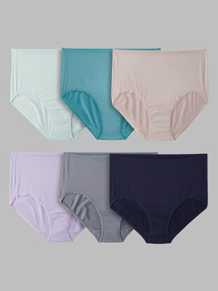 Women's Breathable Cooling Stripe™ Brief Panty, Assorted 6 Pack 