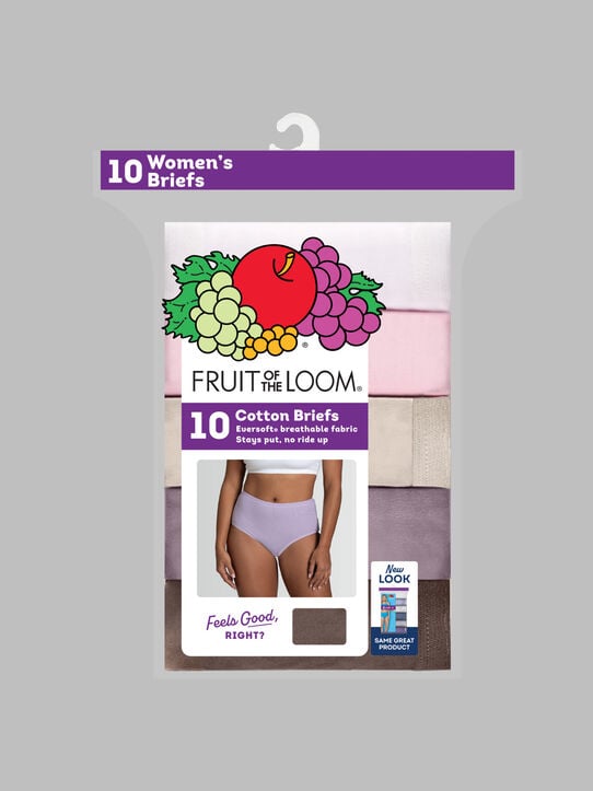 Women's Cotton Body Tone Brief Panty, Assorted 10 Pack Assorted