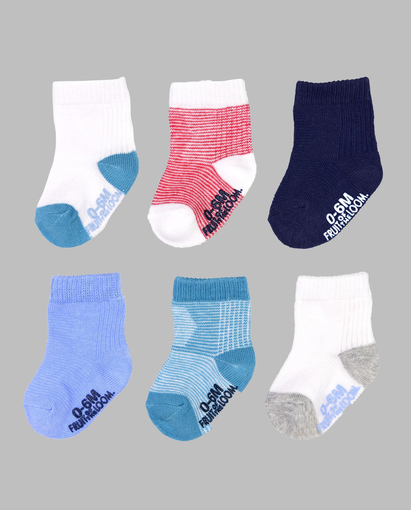 Baby Boys' Grow & Fit Socks, Assorted 6 Pack MULTI