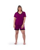 Women's Plus Sized Soft & Breathable V-Neck T-shirt and Shorts, 2-Piece Pajama Set BOYSENBERRY