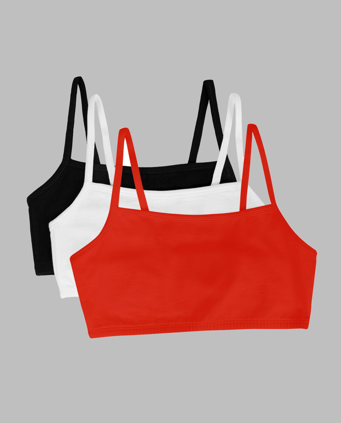 Women's Strappy Sports Bra, 3 Pack BLACK/ WHITE/ RED HOT
