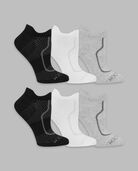 Women's Coolzone® Cotton Lightweight No Show Tab Socks, 6 Pack BLACK, WHITE, GREY
