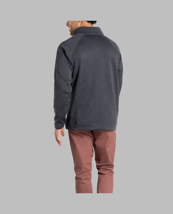 Men's Sweater Fleece Quarter Zip Pullover, Extended Sizes Charcoal Heather