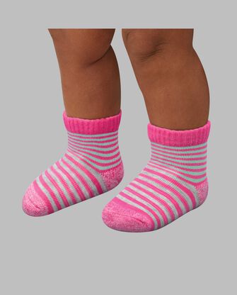 Baby Girls' Beyondsoft® Grow and Fit Ankle Socks, Pink 10 Pack 