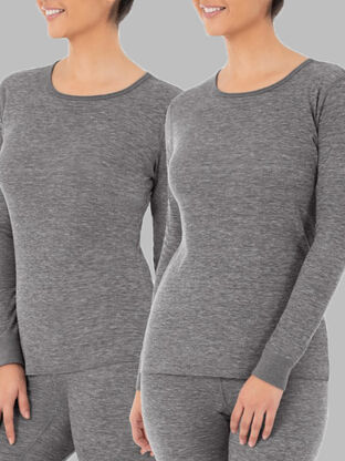 Women's Crew Neck Waffle Thermal Top, 2 Pack 