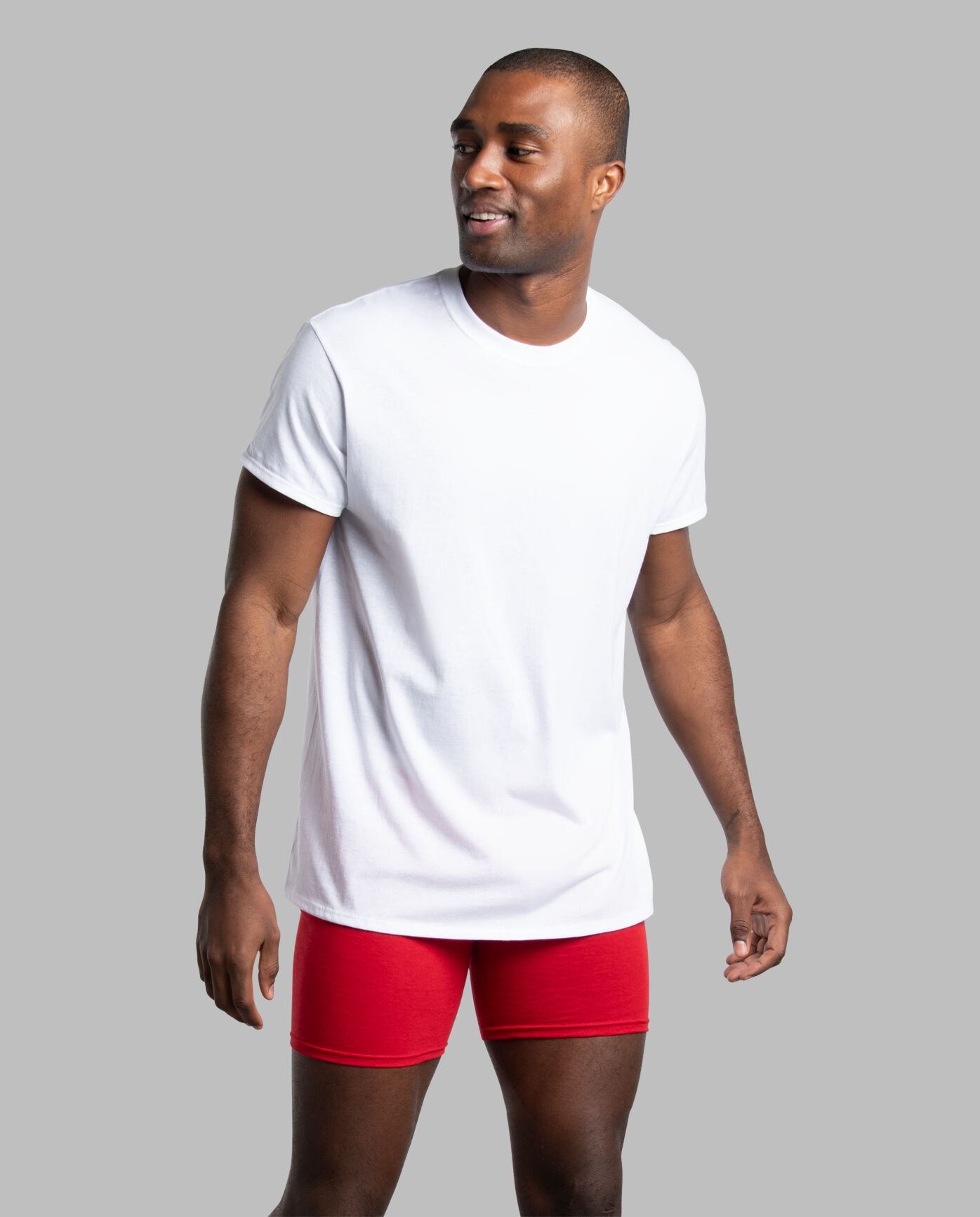 Men's Short Sleeve Active Cotton Blend White Crew T-Shirts