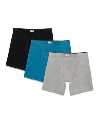Men's Crafted Comfort Fabric Covered Waistband Assorted Boxer Briefs, 3 Pack, Extended Sizes 