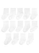 Baby Pack Grow & Fit Flex Zones Cotton Stretch Socks, 0-6 Months, White 14 Pack WHITE
