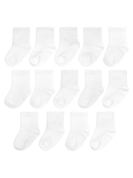Baby Pack Grow & Fit Flex Zones Cotton Stretch Socks, 0-6 Months, White 14 Pack WHITE