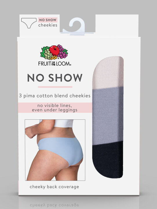 Women's No Show Cheeky Panty, Assorted 3 Pack