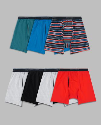 Men's Cotton Stretch Boxer Briefs, Extended Sizes Assorted 7 Pack 