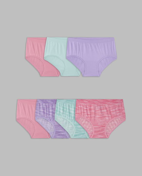 Girls' Seamless Brief Underwear, Assorted 6+1 Bonus Pack 