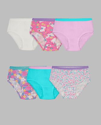 Toddler Girls' Cotton Brief Underwear, Assorted 6 Pack 