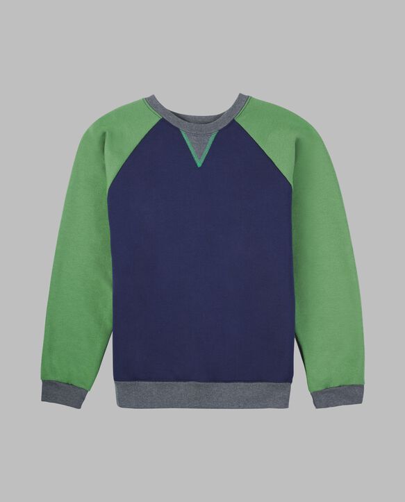 Boys' Fleece Raglan Crew Sweatshirt Green/Navy