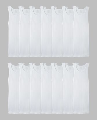Men's A-Shirt, White 14 Pack WHITE