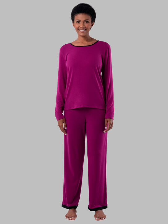 Women's Soft & Breathable Crew Neck Long Sleeve Shirt and Pants, 2-Piece Pajama Set BOYSENBERRY