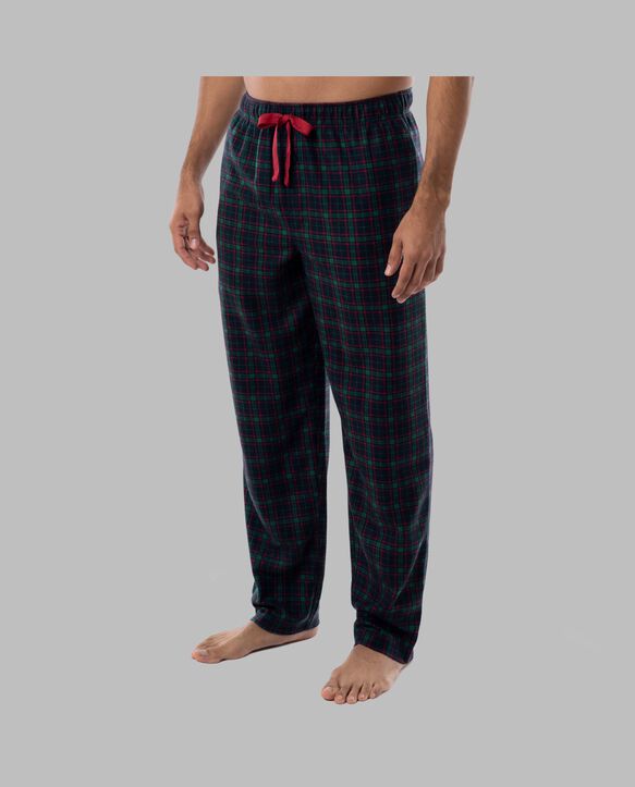 Fruit of the Loom Men's Holiday and Plaid Microfleece Sleep Pant, 2 Pack REINDEER/NAVY PLAID