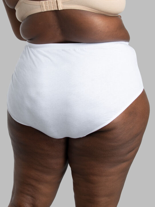 Women's Plus Fruit of the Loom White Cotton Brief Panty, 6 Pack