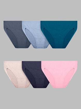 Women's Plus Fit for Me® Breathable Micro-Mesh Hi-Cut Panty, Assorted 6 Pack 
