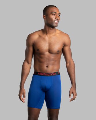 Men's Breathable Lightweight Micro-Mesh Long Leg Boxer Briefs, Assorted 3 Pack 