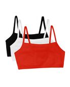Women's Strappy Sports Bra, 3 Pack Black/White/Red Hot