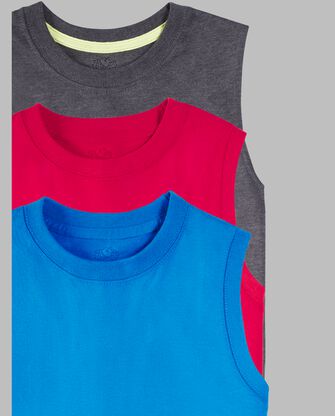 Boys' Supersoft Sleeveless Muscle Shirts, 3 Color Pack 