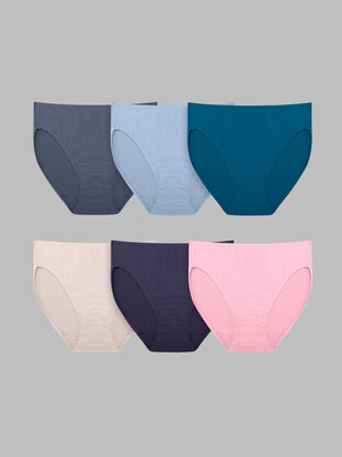 Women's Breathable Micro-Mesh Hi-Cut Panty, Assorted 6 Pack 