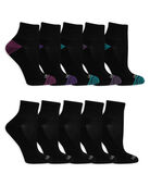Women's Everyday Soft Cushioned Ankle Socks 10 Pair Black/Blue, Black, Black/Dark Purple, Black/Purple, Black/Pink