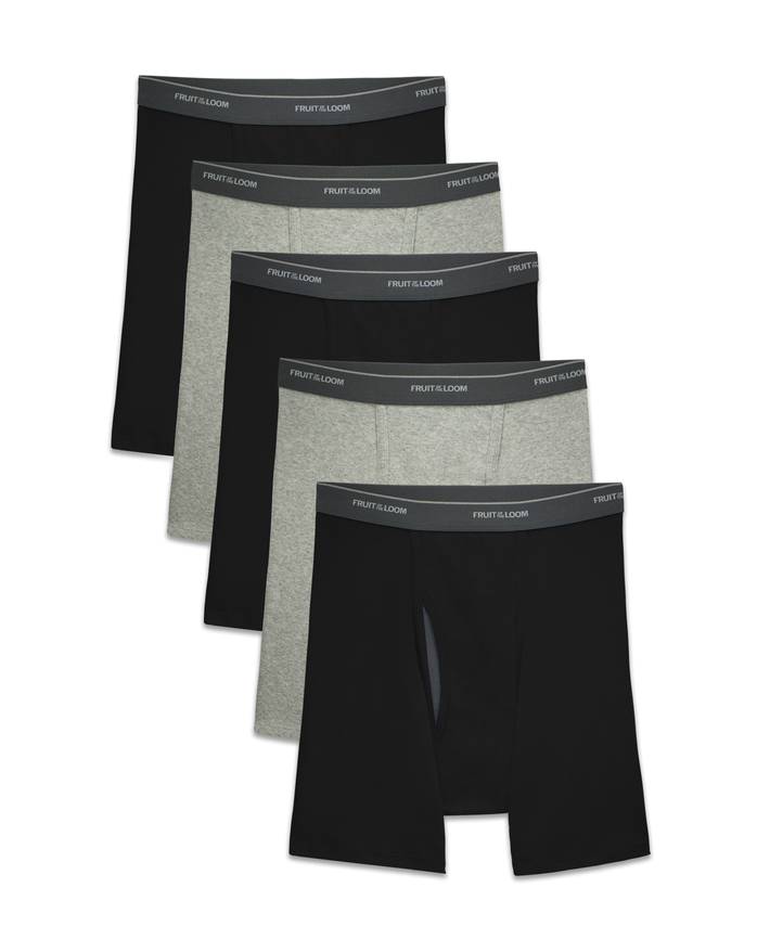 Men S Coolzone Fly Black And Gray Boxer Briefs 5 Pack Fruit