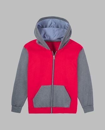 Boys' Fleece Full Zip Hoodie True Red/Charcoal