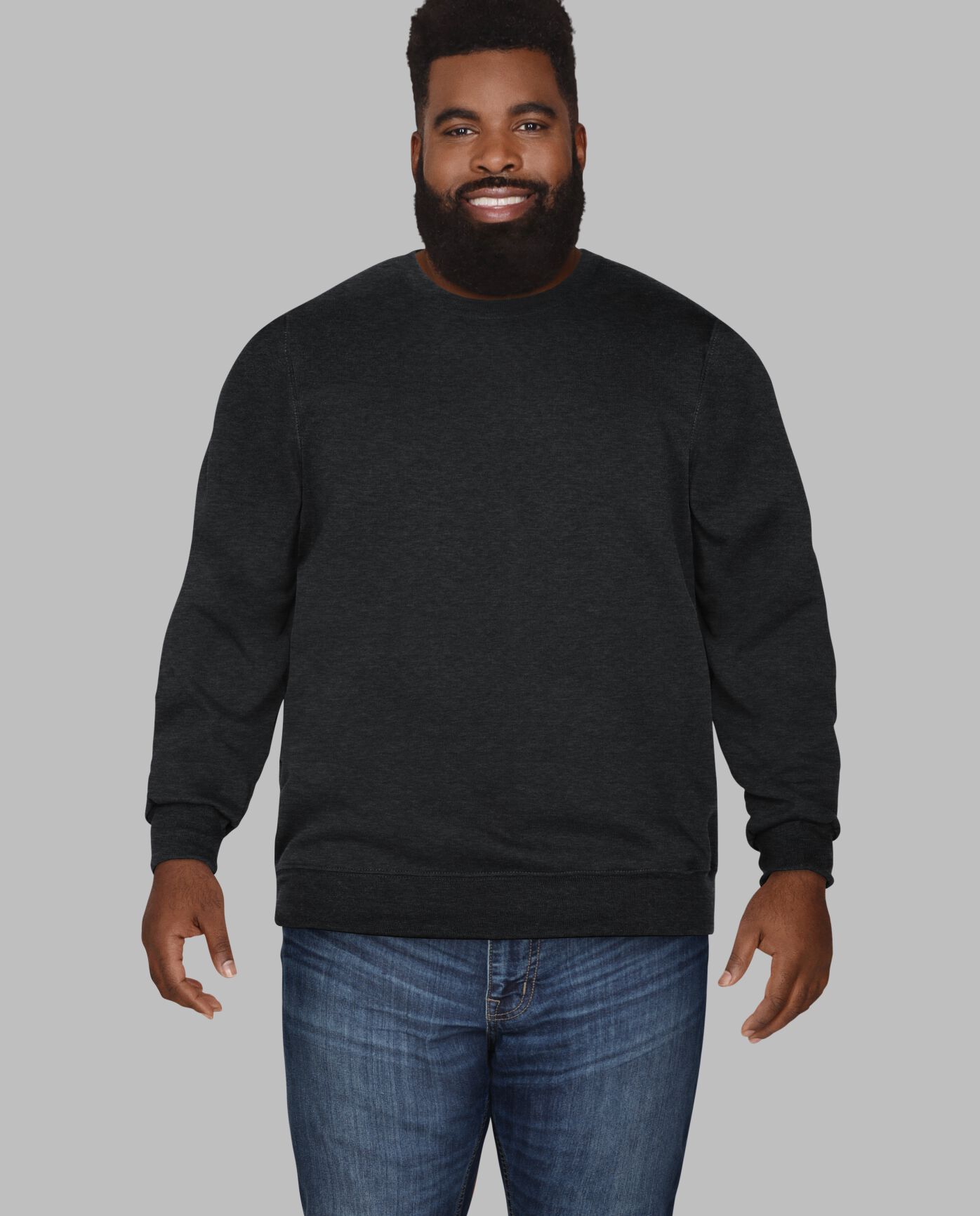 Big Men's Eversoft® Fleece Crew Sweatshirt Black Heather