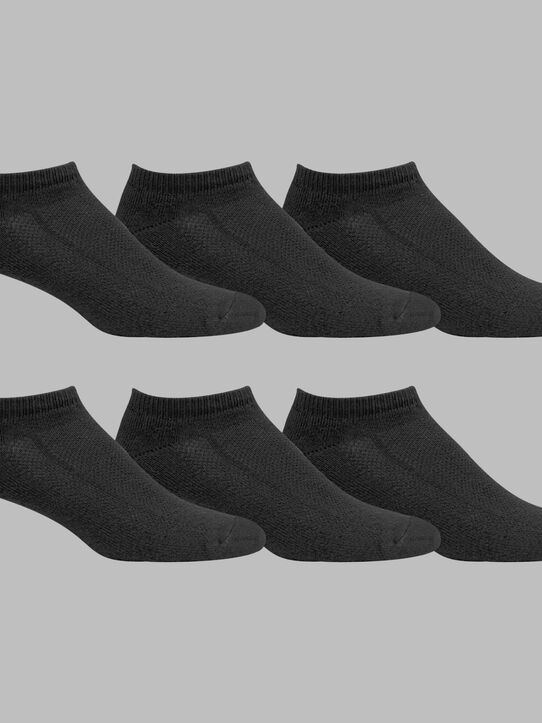 Men's Breathable No Show Socks Black, 6 Pack, Size 12-15 BLACK